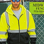 Unisex Hi-Vis Full-Zip Hooded Sweatshirt