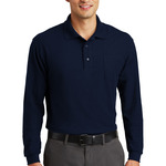 Long Sleeve Silk Touch Polo with Pocket