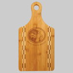 Paddle Shaped Bamboo Cutting Board with Butcher Block Inlay (13 1/2" x 7")