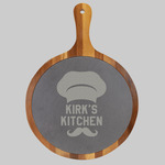 10 1/2" x 14 1/2" Round Acacia Wood/Slate Serving Board with Handle