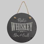 7 3/4" Round Slate Decor with Hanger String